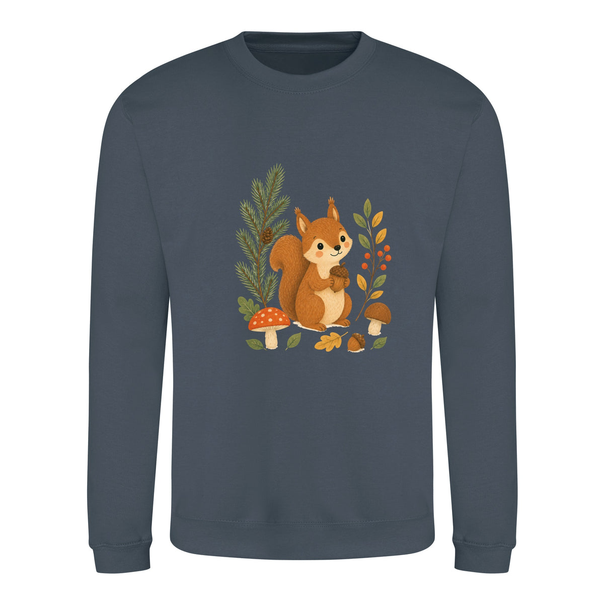Squirrel's Autumn Store Adult Sweatshirt - Once Upon a Woodland Airforce Blue colour variant image