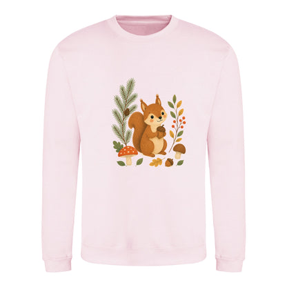 Squirrel's Autumn Store Adult Sweatshirt - Once Upon a Woodland Baby Pink colour variant image
