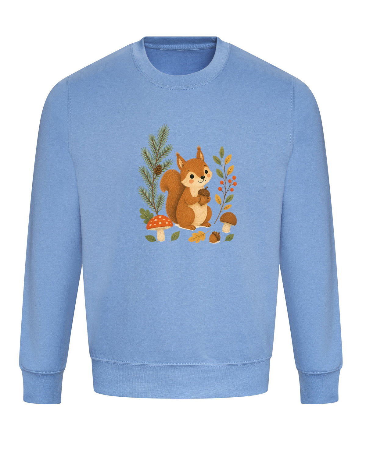 Squirrel's Autumn Store Adult Sweatshirt - Once Upon a Woodland Cornflower Blue colour variant image