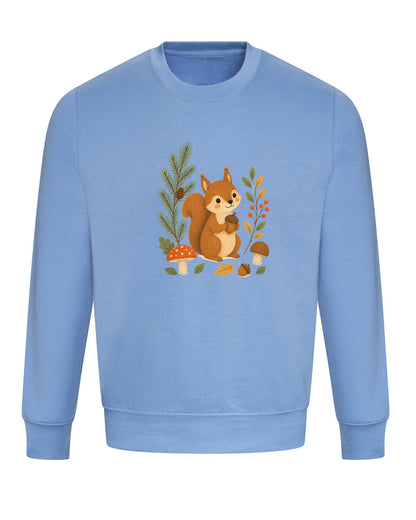 Squirrel's Autumn Store Adult Sweatshirt - Once Upon a Woodland Cornflower Blue colour variant image