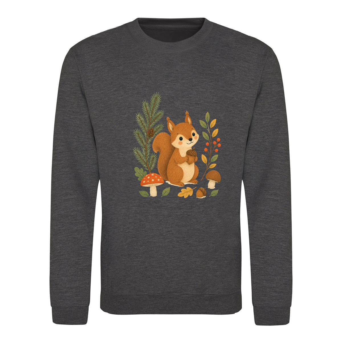 Squirrel's Autumn Store Adult Sweatshirt - Once Upon a Woodland Charcoal colour variant image