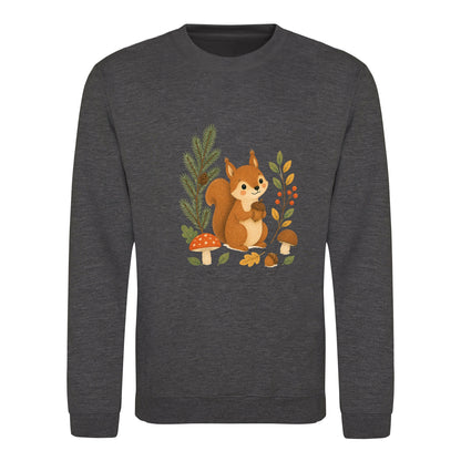 Squirrel's Autumn Store Adult Sweatshirt - Once Upon a Woodland Charcoal colour variant image