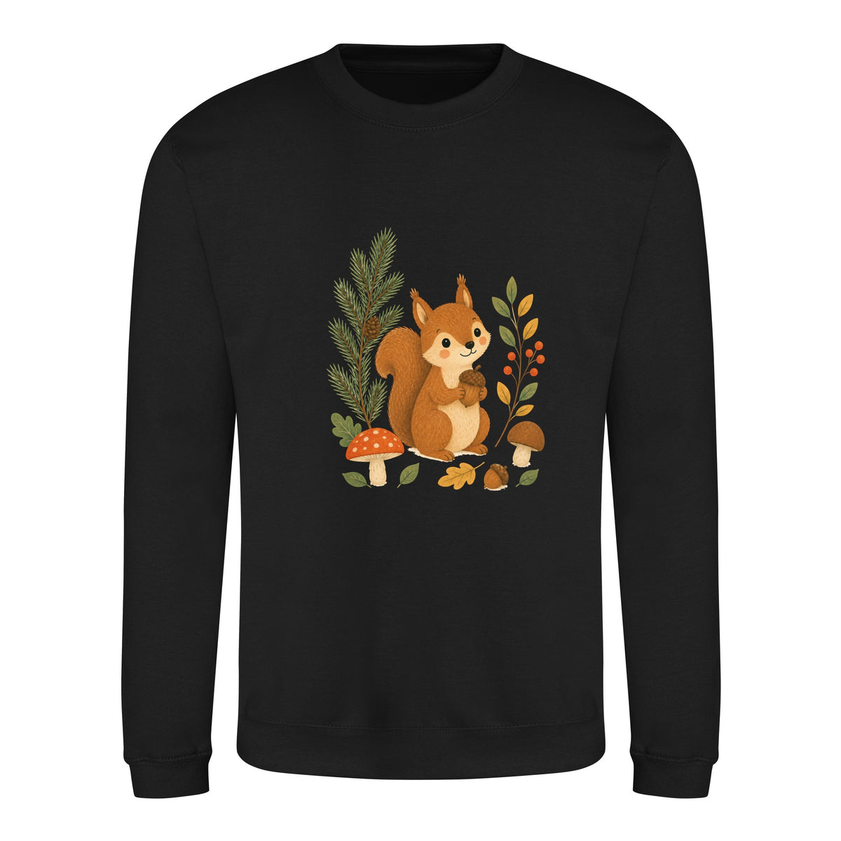 Squirrel's Autumn Store Adult Sweatshirt - Once Upon a Woodland Deep Black colour variant image