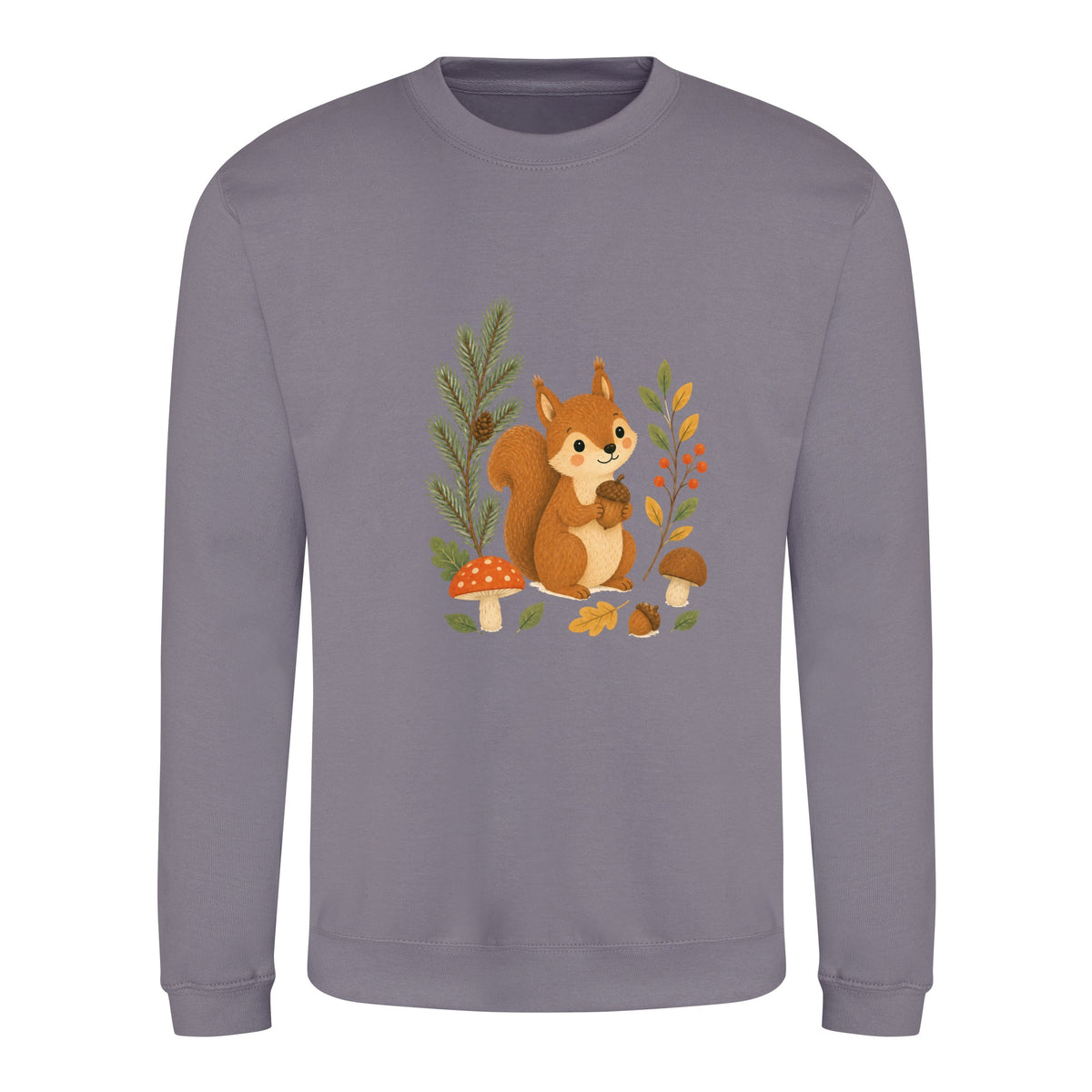 Squirrel's Autumn Store Adult Sweatshirt - Once Upon a Woodland Dusty Lilac colour variant image