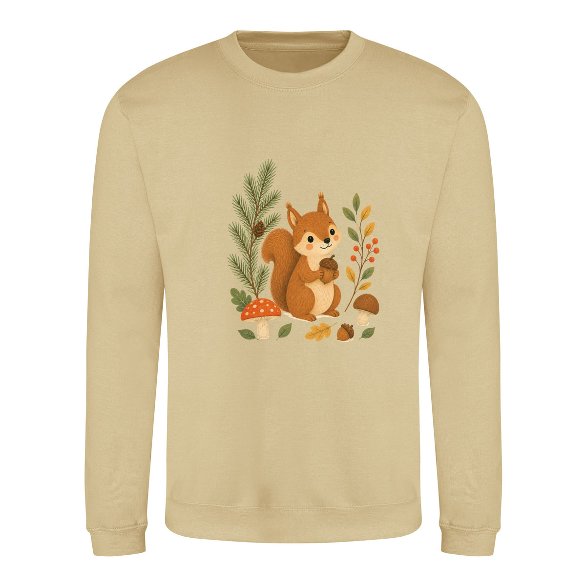 Squirrel's Autumn Store Adult Sweatshirt - Once Upon a Woodland Desert Sand colour variant image