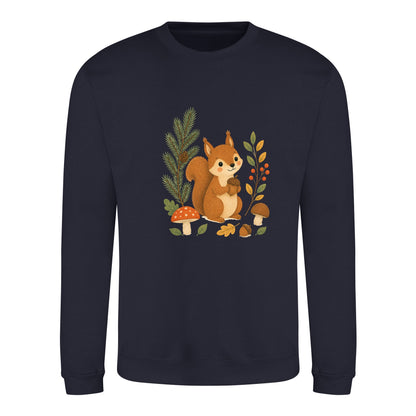 Squirrel's Autumn Store Adult Sweatshirt - Once Upon a Woodland French Navy colour variant image