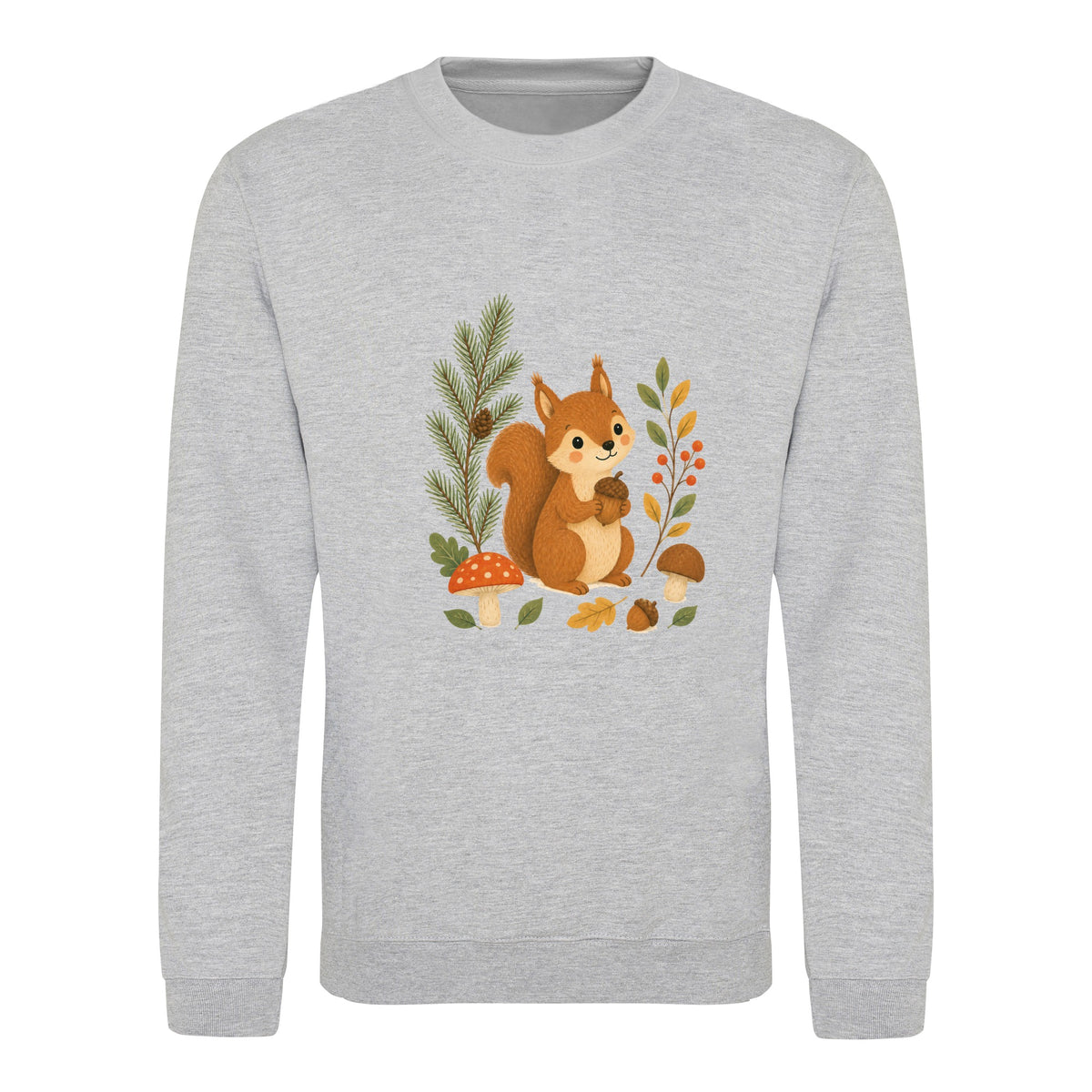 Squirrel's Autumn Store Adult Sweatshirt - Once Upon a Woodland Heather Grey colour variant image