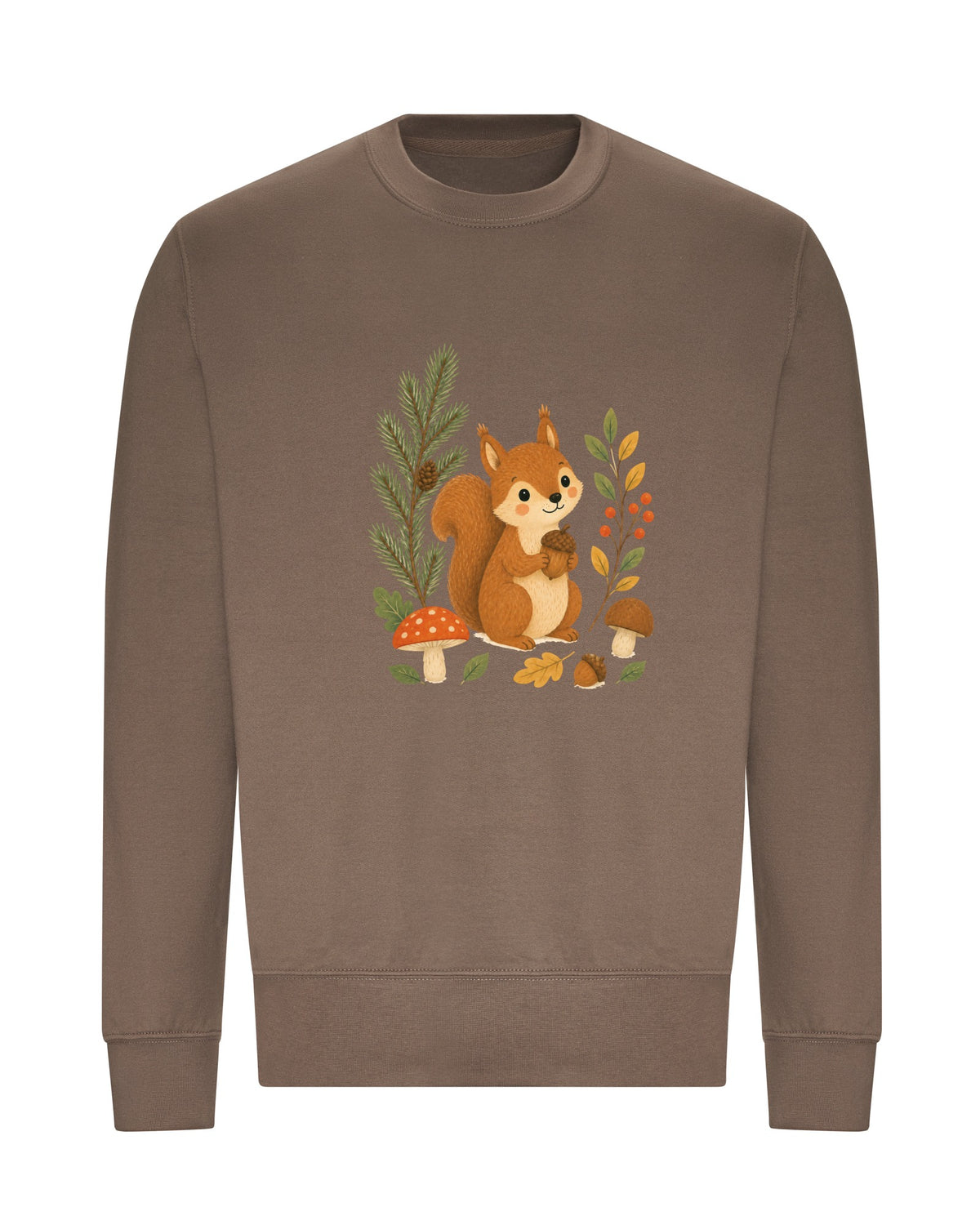 Squirrel's Autumn Store Adult Sweatshirt - Once Upon a Woodland Mocha Brown colour variant image