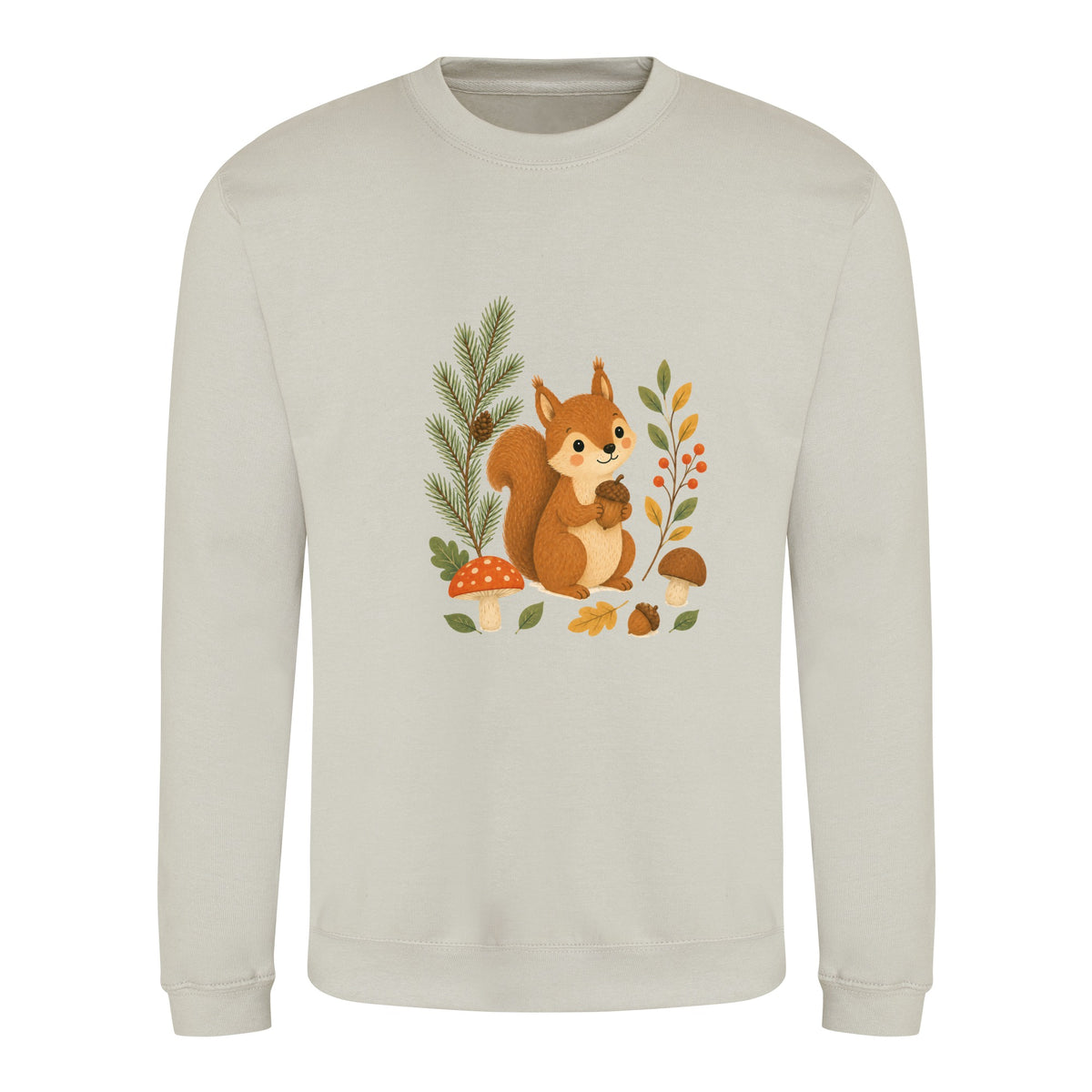 Squirrel's Autumn Store Adult Sweatshirt - Once Upon a Woodland Natural Stone colour variant image