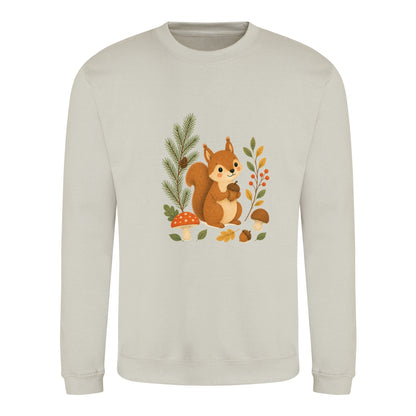 Squirrel's Autumn Store Adult Sweatshirt - Once Upon a Woodland Natural Stone colour variant image