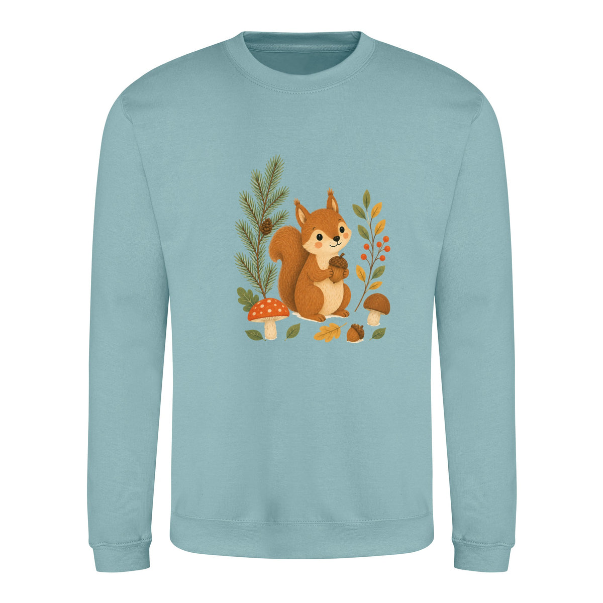 Squirrel's Autumn Store Adult Sweatshirt - Once Upon a Woodland Seafoam colour variant image