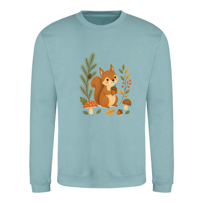 Squirrel's Autumn Store Adult Sweatshirt - Once Upon a Woodland Seafoam colour variant image