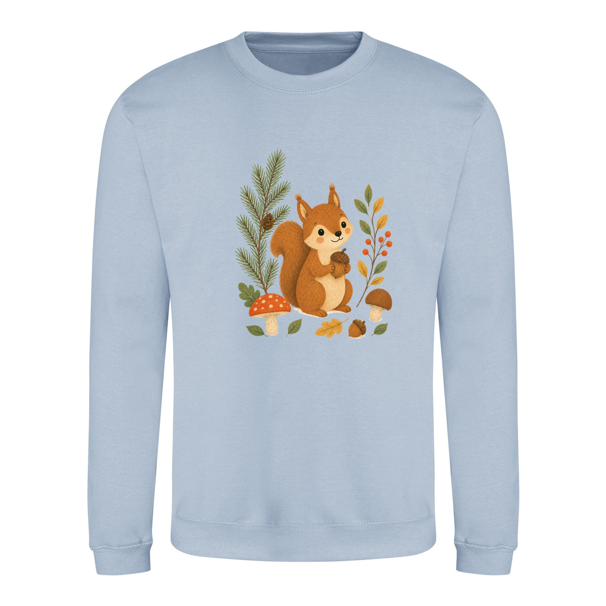 Squirrel's Autumn Store Adult Sweatshirt - Once Upon a Woodland Sky Blue colour variant image