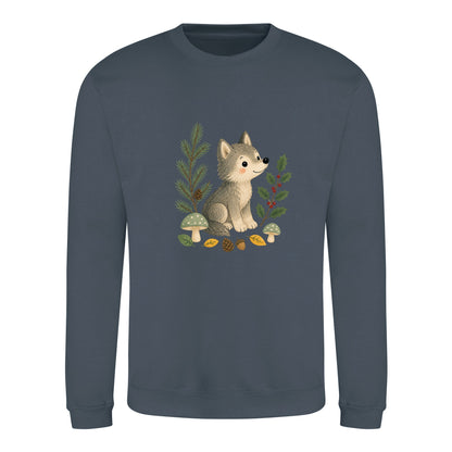 Wolf in the Winter Wood Adult Sweatshirt - Once Upon a Woodland Airforce Blue colour variant image