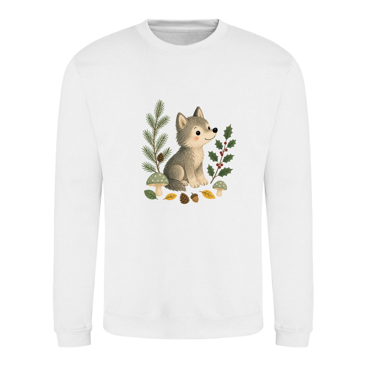 Wolf in the Winter Wood Adult Sweatshirt - Once Upon a Woodland Arctic White colour variant image