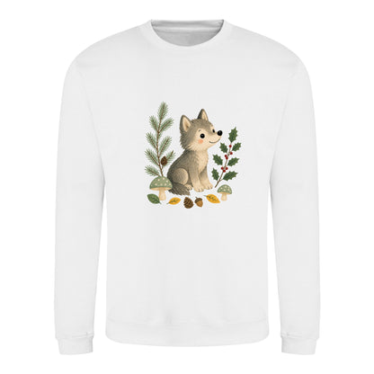 Wolf in the Winter Wood Adult Sweatshirt - Once Upon a Woodland Arctic White colour variant image
