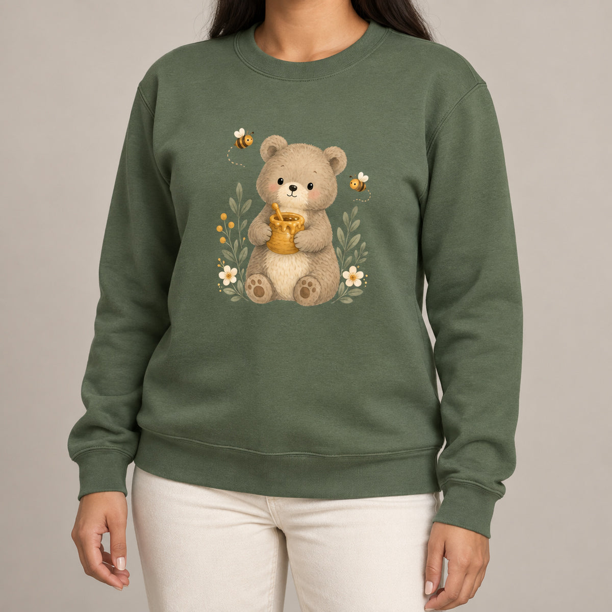 Bear and the Honey Bees Adult Sweatshirt - Once Upon a Woodland lead image