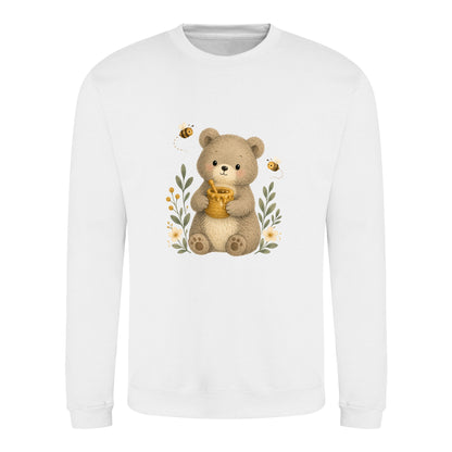 Bear and the Honey Bees Adult Sweatshirt - Once Upon a Woodland Arctic White colour variant image