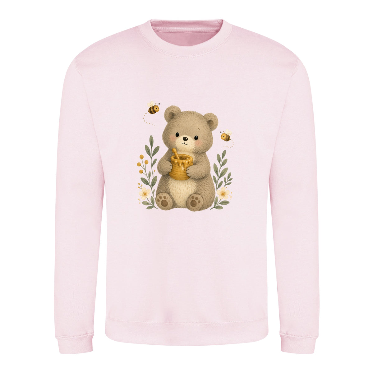 Bear and the Honey Bees Adult Sweatshirt - Once Upon a Woodland Baby Pink colour variant image