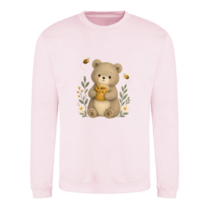 Bear and the Honey Bees Adult Sweatshirt - Once Upon a Woodland Baby Pink colour variant image