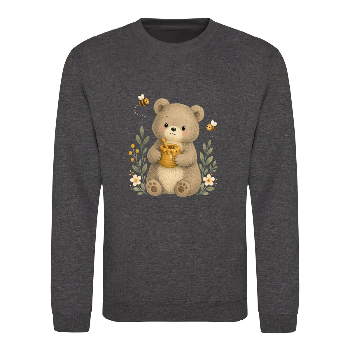 Bear and the Honey Bees Adult Sweatshirt - Once Upon a Woodland Charcoal colour variant image