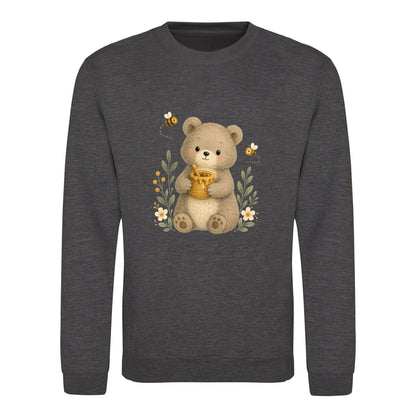 Bear and the Honey Bees Adult Sweatshirt - Once Upon a Woodland Charcoal colour variant image