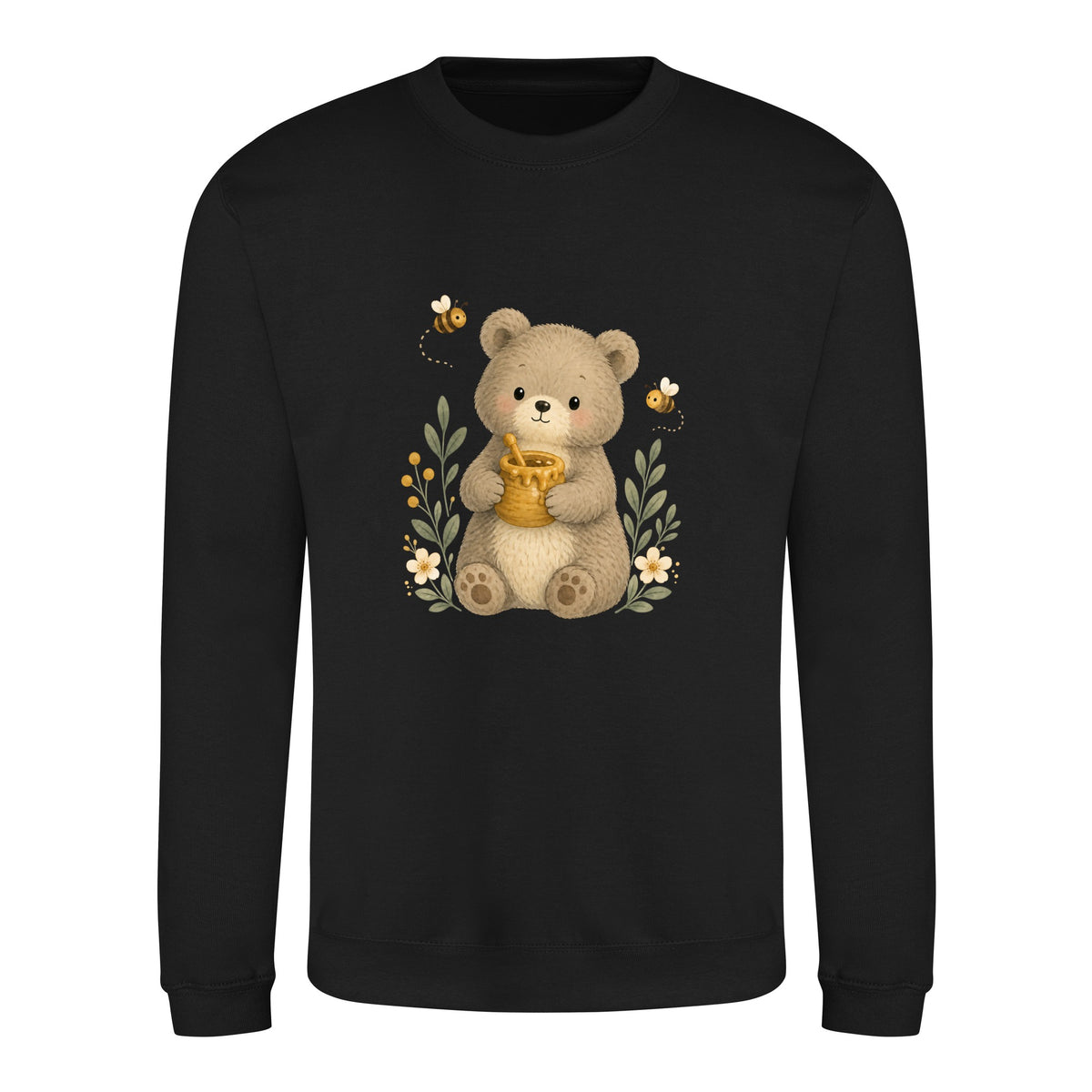 Bear and the Honey Bees Adult Sweatshirt - Once Upon a Woodland Deep Black colour variant image