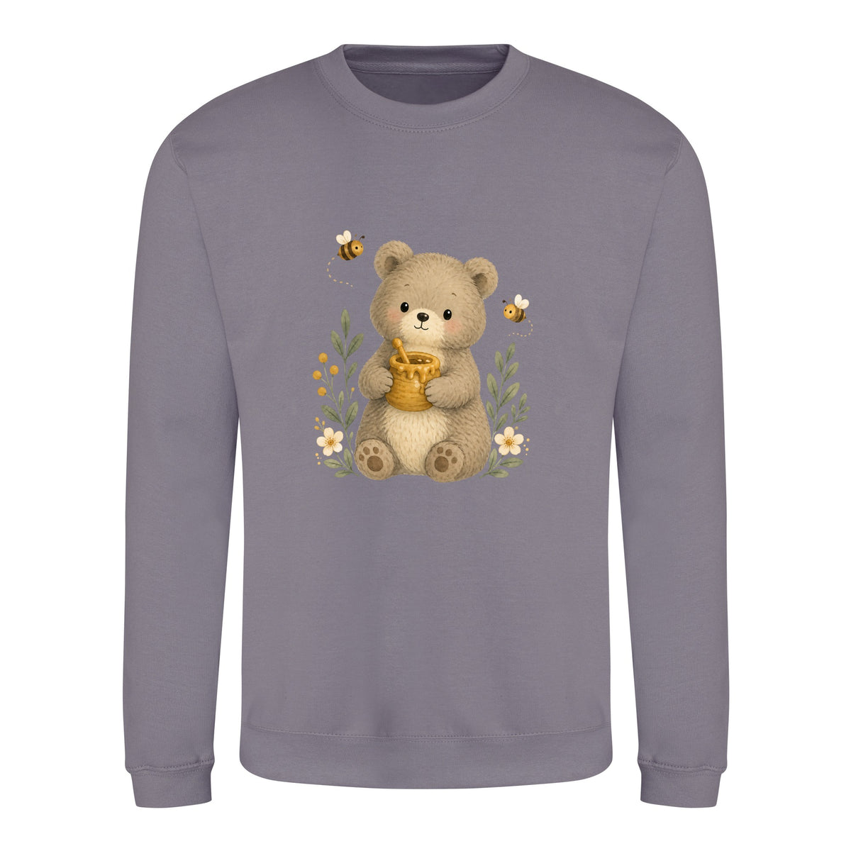 Bear and the Honey Bees Adult Sweatshirt - Once Upon a Woodland Dusty Lilac colour variant image