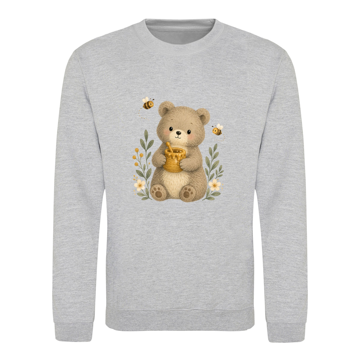 Bear and the Honey Bees Adult Sweatshirt - Once Upon a Woodland Heather Grey colour variant image
