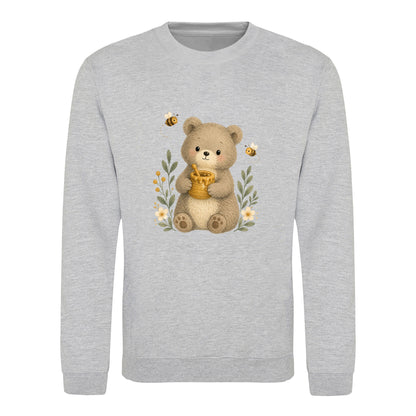 Bear and the Honey Bees Adult Sweatshirt - Once Upon a Woodland Heather Grey colour variant image