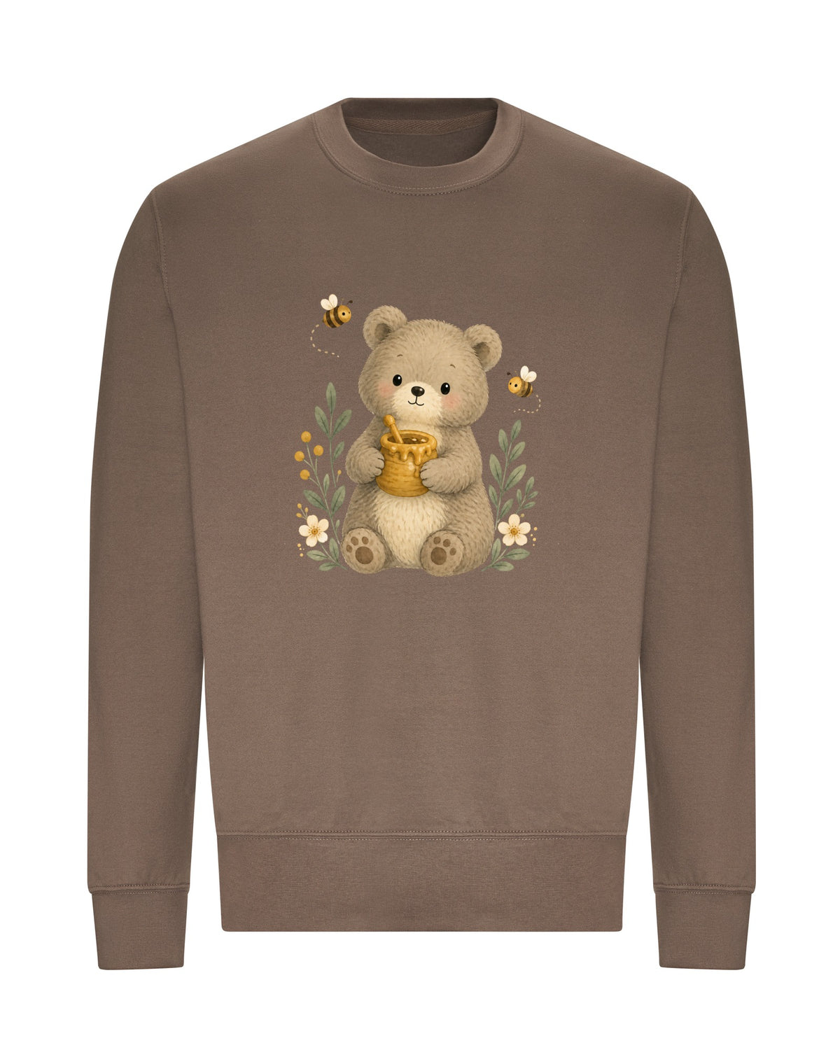 Bear and the Honey Bees Adult Sweatshirt - Once Upon a Woodland Mocha Brown colour variant image