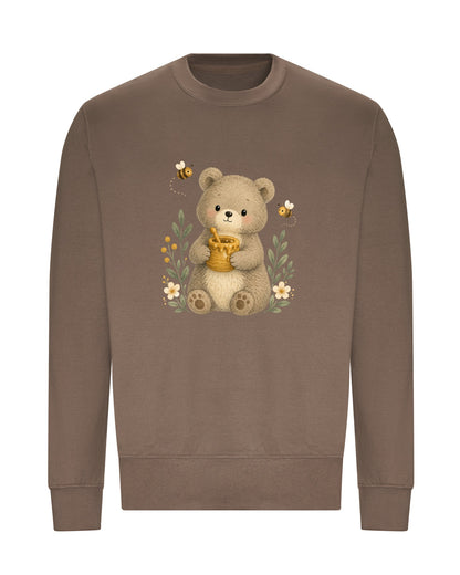 Bear and the Honey Bees Adult Sweatshirt - Once Upon a Woodland Mocha Brown colour variant image