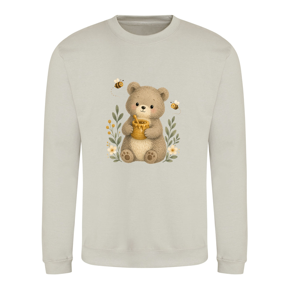 Bear and the Honey Bees Adult Sweatshirt - Once Upon a Woodland Natural Stone colour variant image