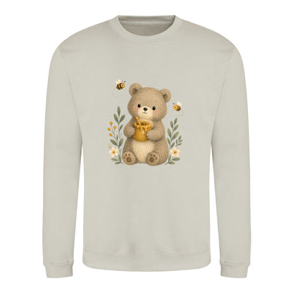 Bear and the Honey Bees Adult Sweatshirt - Once Upon a Woodland Natural Stone colour variant image