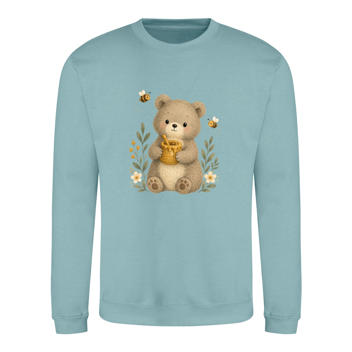 Bear and the Honey Bees Adult Sweatshirt - Once Upon a Woodland Seafoam colour variant image