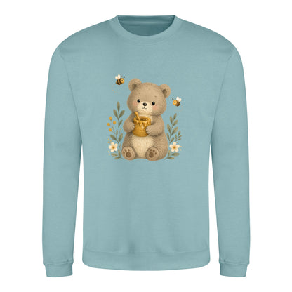 Bear and the Honey Bees Adult Sweatshirt - Once Upon a Woodland Seafoam colour variant image