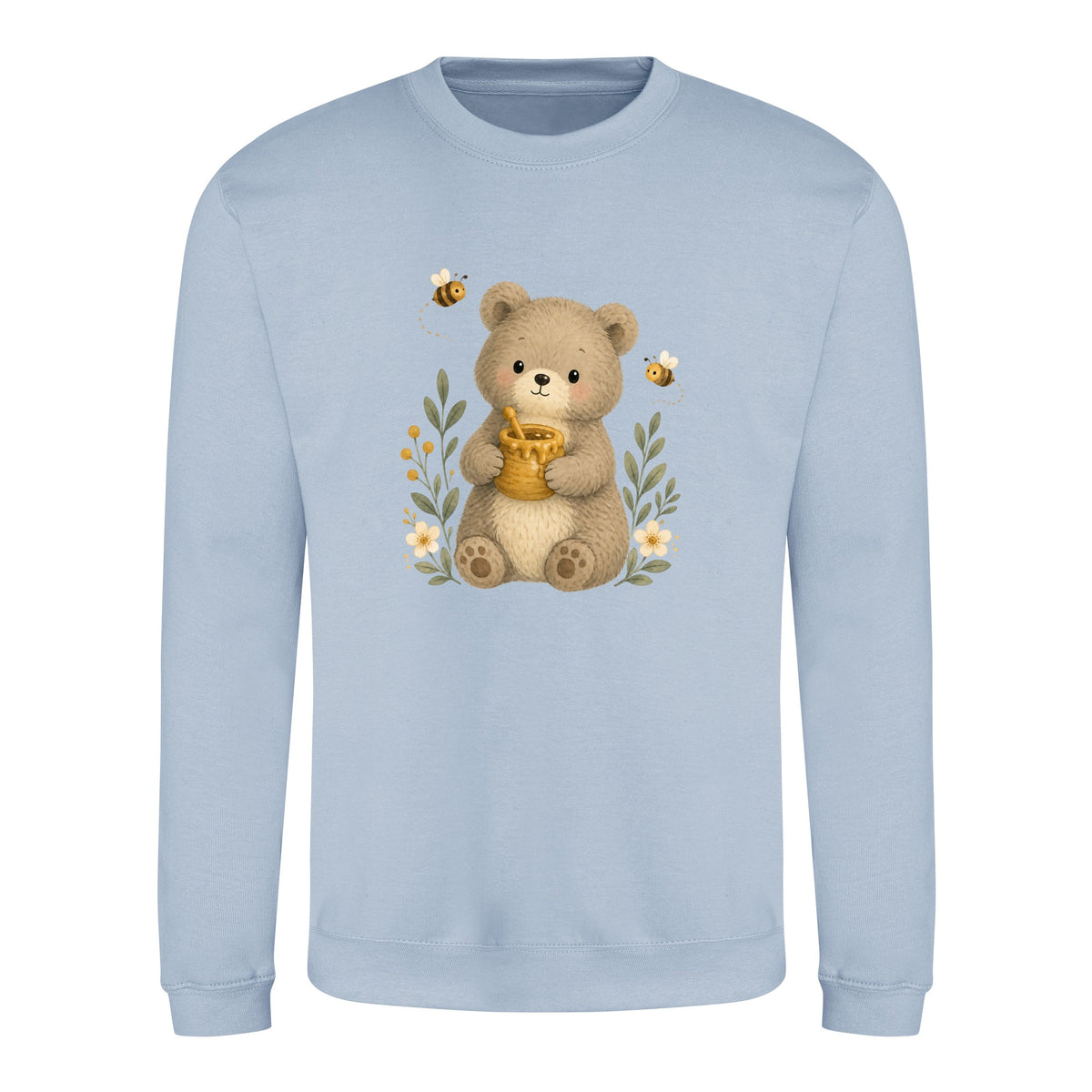 Bear and the Honey Bees Adult Sweatshirt - Once Upon a Woodland Sky Blue colour variant image