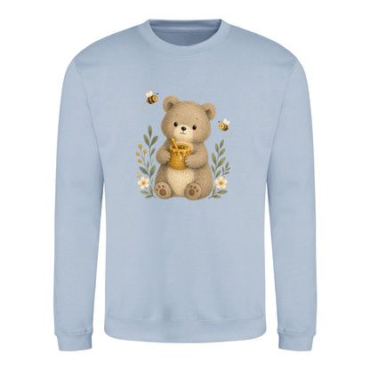 Bear and the Honey Bees Adult Sweatshirt - Once Upon a Woodland Sky Blue colour variant image