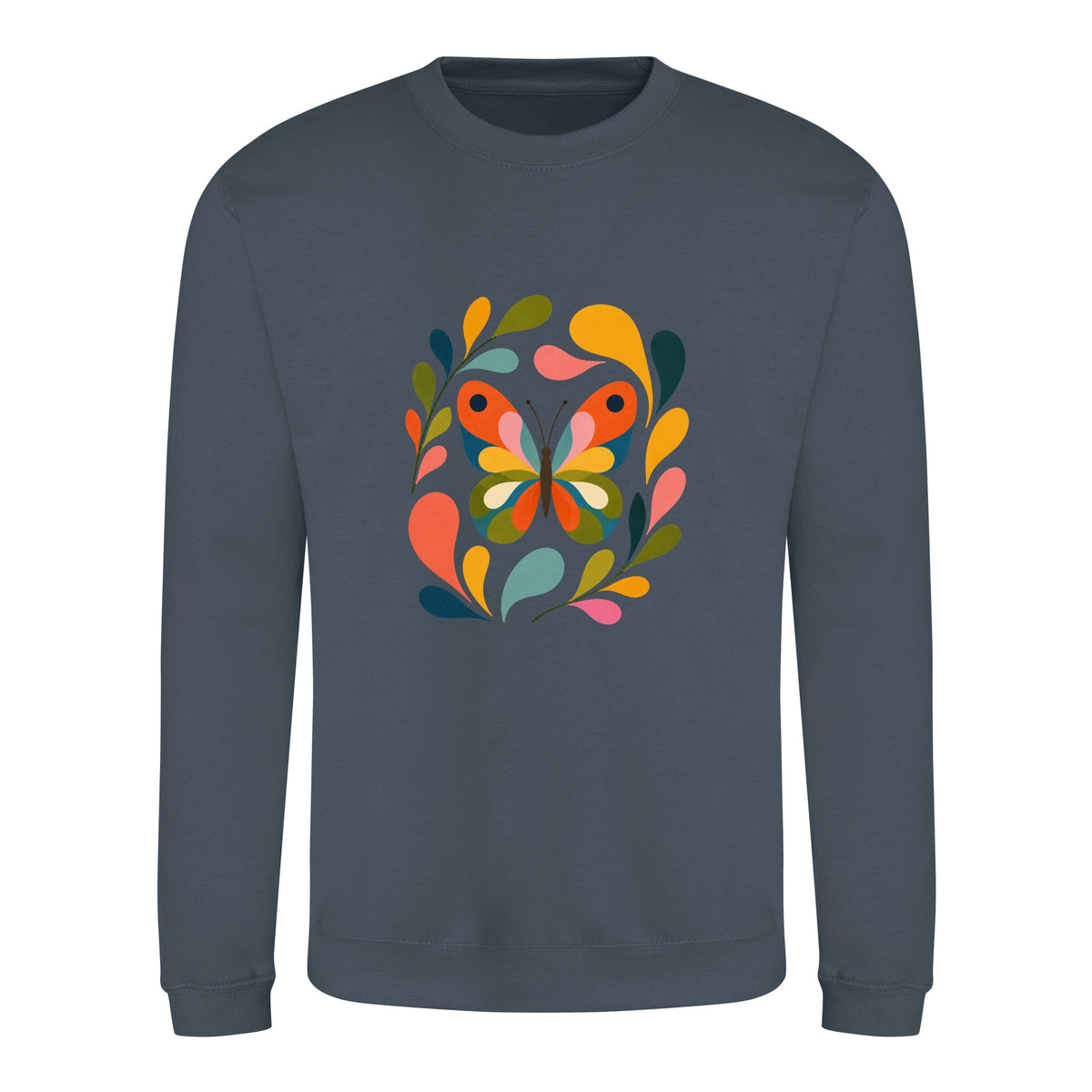 Wings in Bloom Adult Sweatshirt - Freeform Fauna Airforce Blue colour variant image