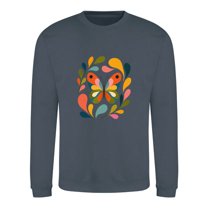 Wings in Bloom Adult Sweatshirt - Freeform Fauna Airforce Blue colour variant image