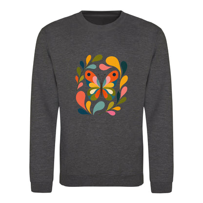 Wings in Bloom Adult Sweatshirt - Freeform Fauna Charcoal colour variant image