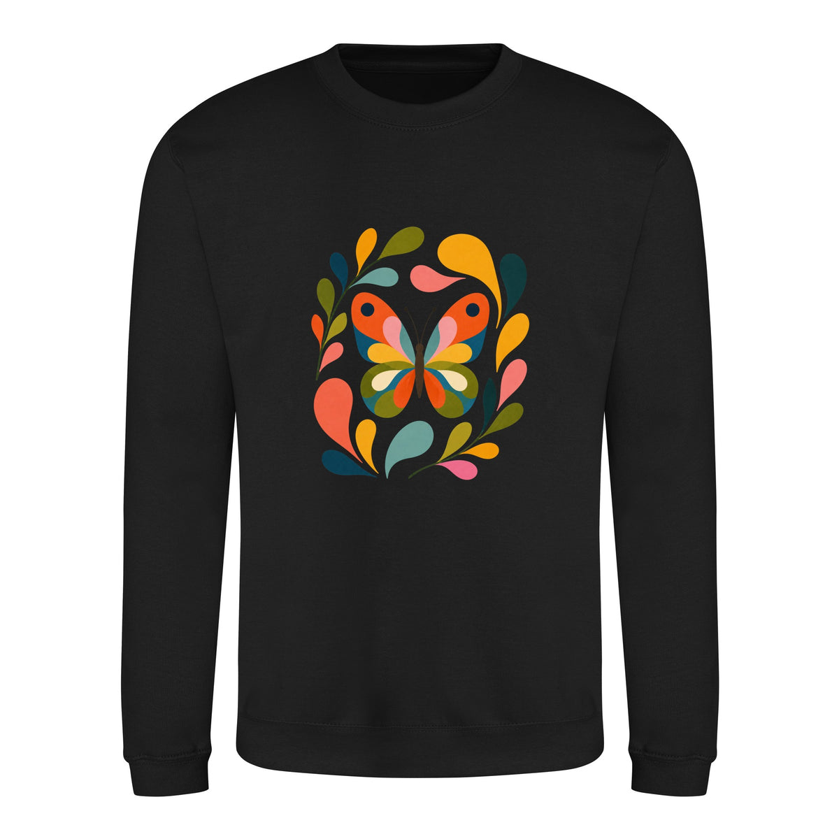 Wings in Bloom Adult Sweatshirt - Freeform Fauna Deep Black colour variant image