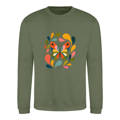Wings in Bloom Adult Sweatshirt - Freeform Fauna Earthy Green colour variant image