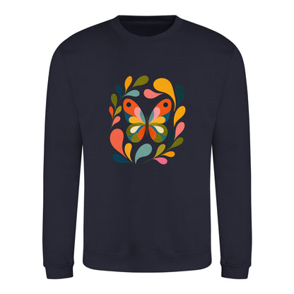 Wings in Bloom Adult Sweatshirt - Freeform Fauna French Navy colour variant image