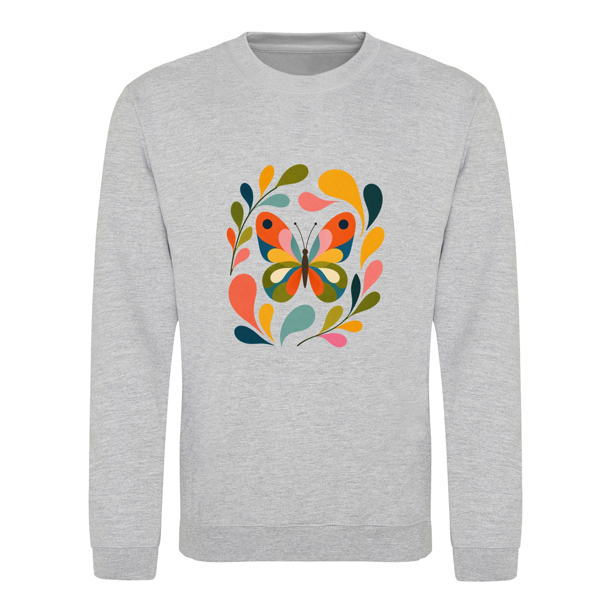 Wings in Bloom Adult Sweatshirt - Freeform Fauna Heather Grey colour variant image