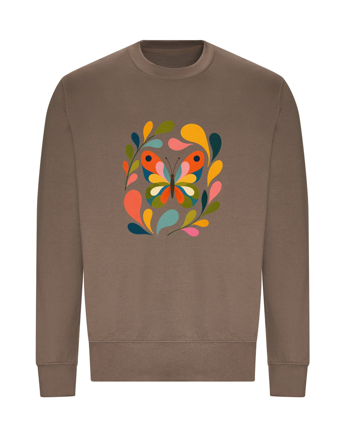 Wings in Bloom Adult Sweatshirt - Freeform Fauna Mocha Brown colour variant image