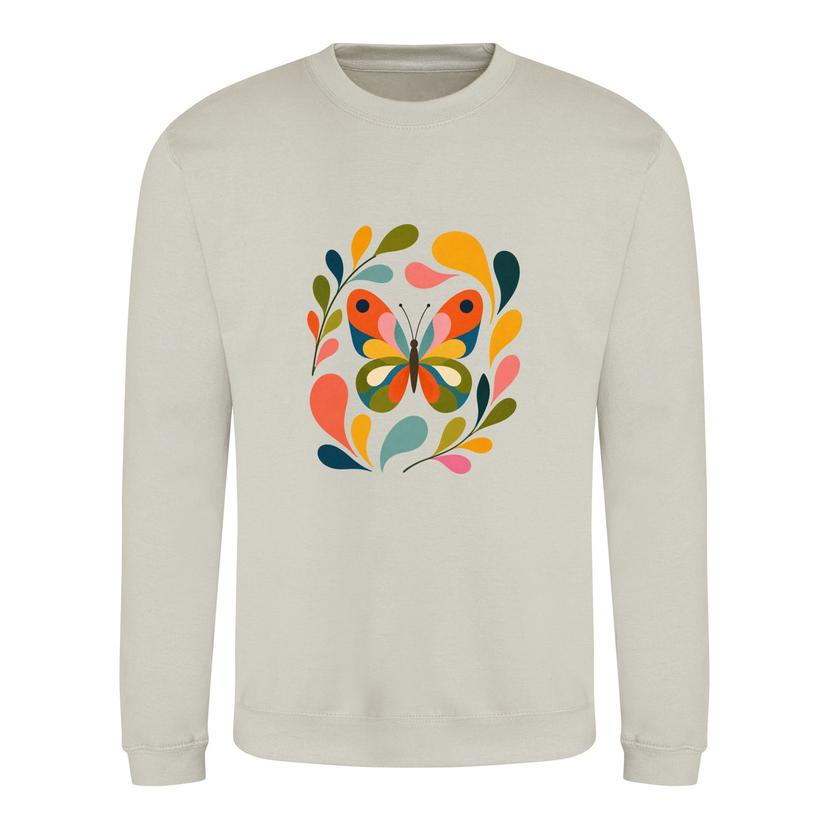 Wings in Bloom Adult Sweatshirt - Freeform Fauna Natural Stone colour variant image