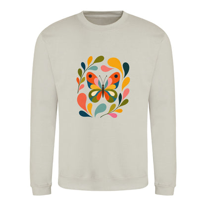 Wings in Bloom Adult Sweatshirt - Freeform Fauna Natural Stone colour variant image
