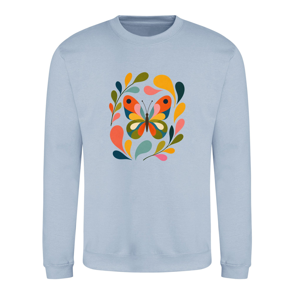 Wings in Bloom Adult Sweatshirt - Freeform Fauna Sky Blue colour variant image