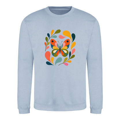 Wings in Bloom Adult Sweatshirt - Freeform Fauna Sky Blue colour variant image